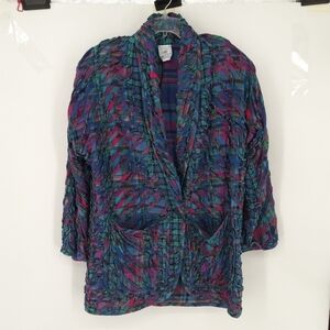 Maralyce ferree vintage plaid one button stitched jacket